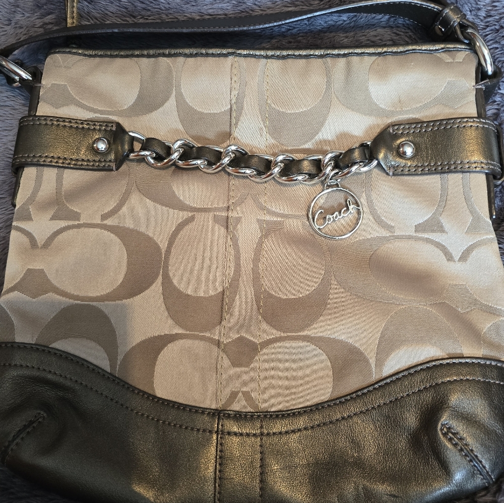 Coach Signature Crossbody Bag in Tan and Brown